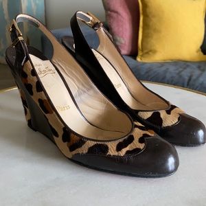 Christian Louboutin Leopard Wedge size 38.5